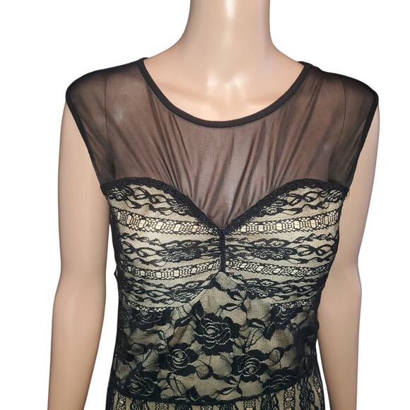 Catch My I Size L Floral Lace Bodycon Black  Y2K Mini Dress Mesh Whimsygoth - Picture 2 of 8